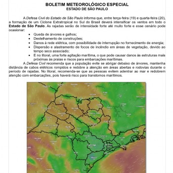 Defesa Civil alerta para ventos fortes e veranico